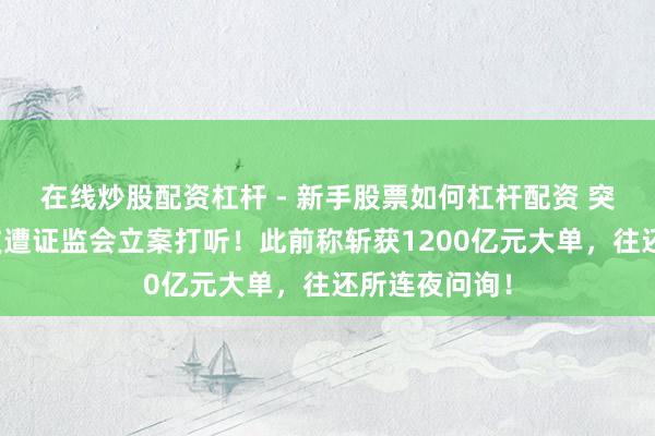 在线炒股配资杠杆 - 新手股票如何杠杆配资 突发！容百科技遭证监会立案打听！此前称斩获1200亿元大单，往还所连夜问询！
