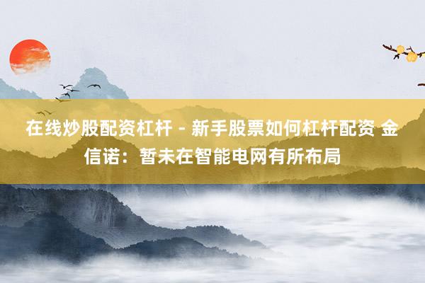 在线炒股配资杠杆 - 新手股票如何杠杆配资 金信诺：暂未在智能电网有所布局